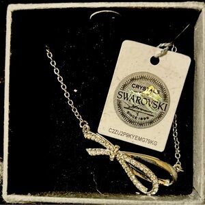 NIC & SYD Infinity Bow Necklace Swarovski Crystal Plated Brand New NIB